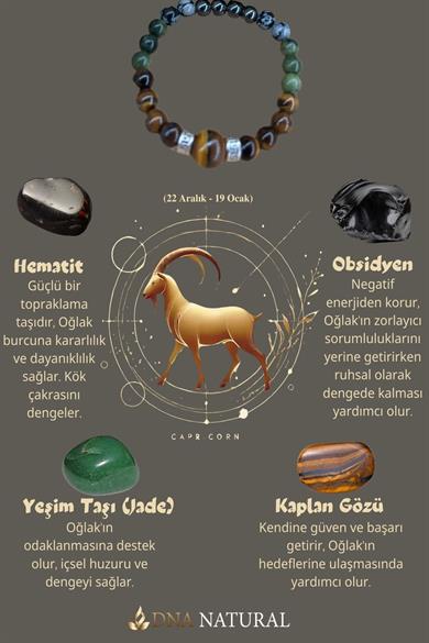 Oğlak Burcu Zodyak Doğal Taş Bileklik
