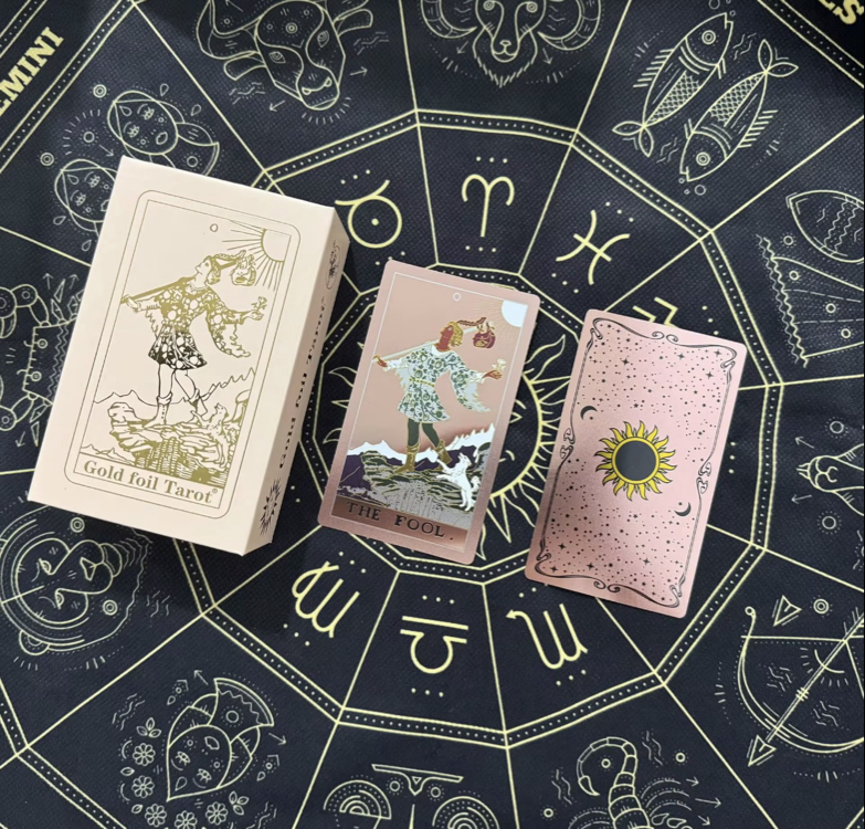Gold foil rose tarot