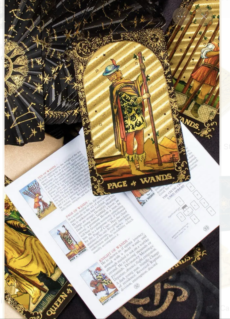 Gold foil güneş serisi siyah-gold tarot