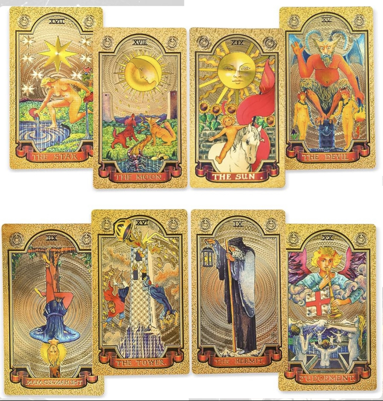 Gold foil tarot destesi (plastik kutu)