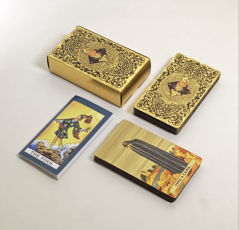Gold foil çerçevesiz tarot (plastik kutu)