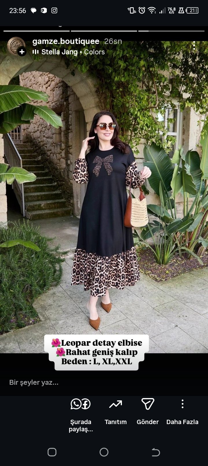 Leopar detaylı elbise