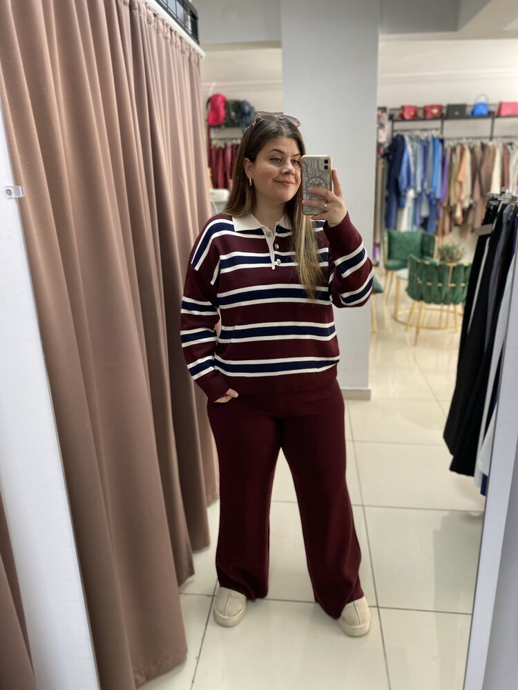 Bordo triko pantolon