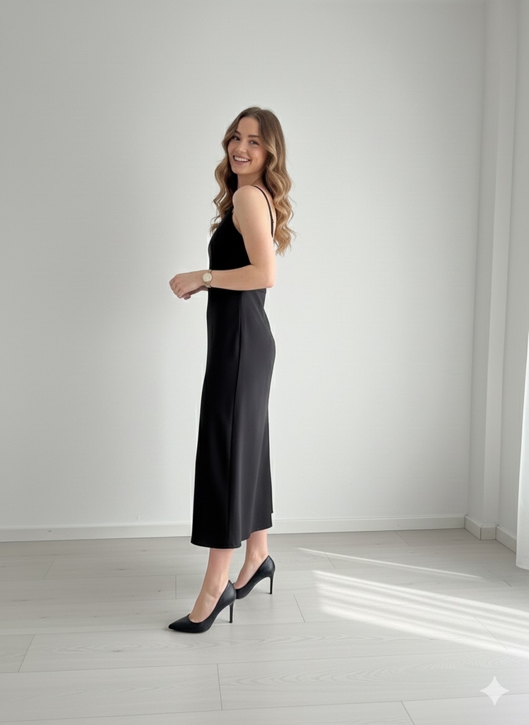 Die&More Siyah Askılı Elbise