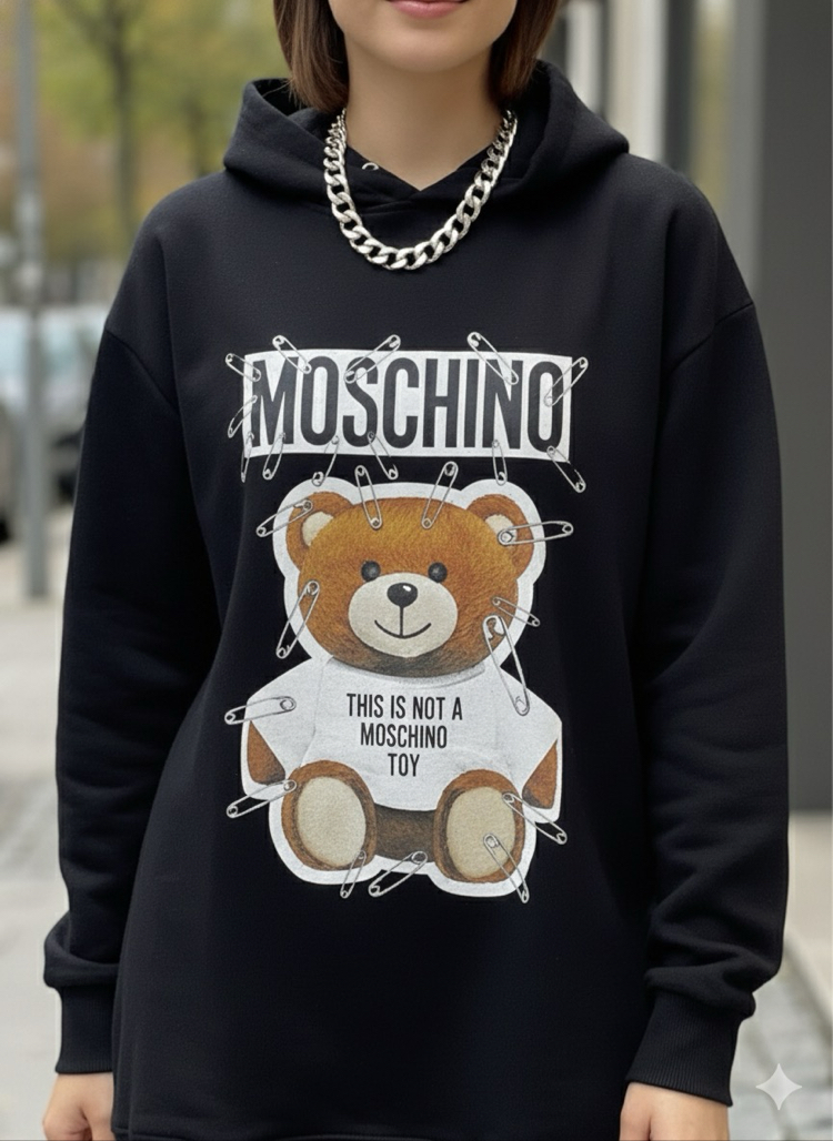 Moschino Siyah Şapkalı Sweatshirt