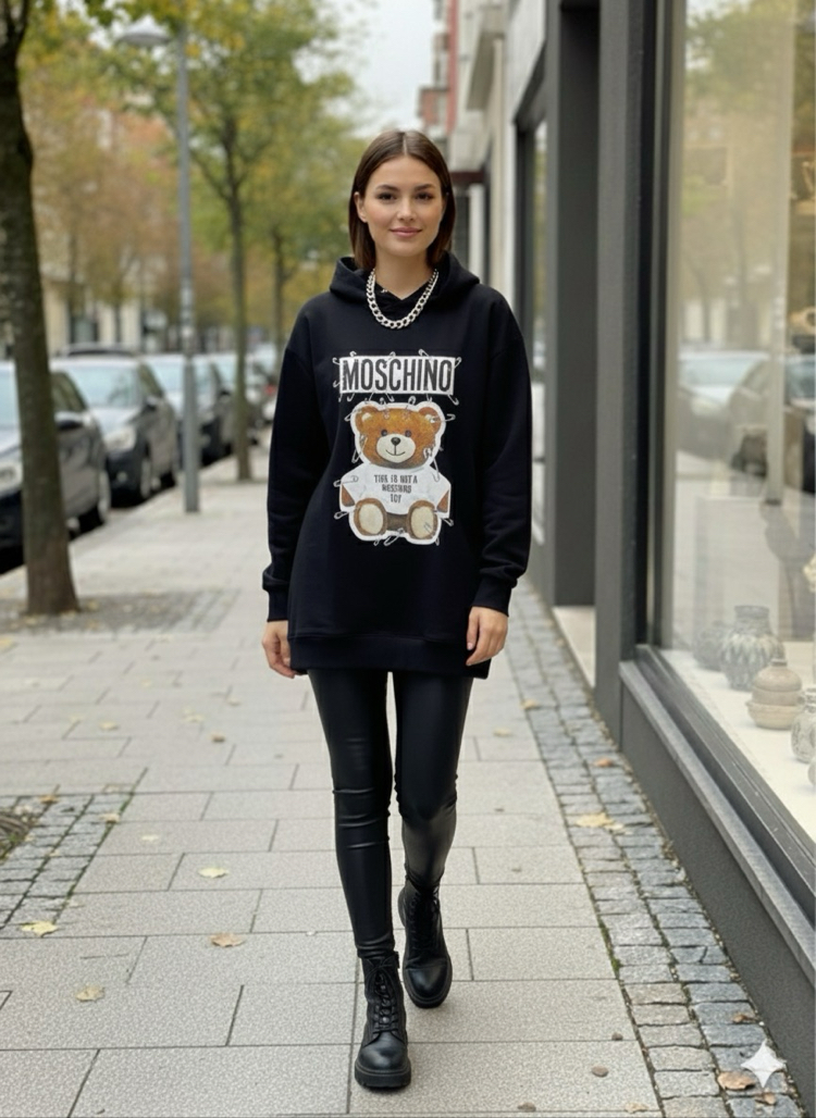 Moschino Siyah Şapkalı Sweatshirt