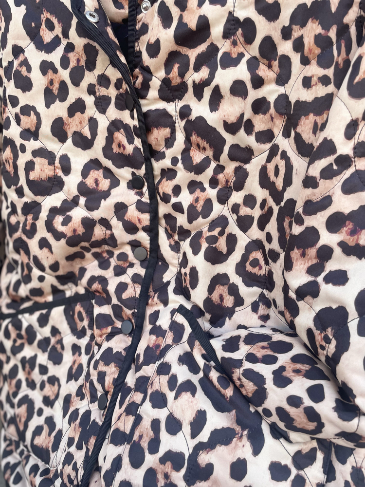 Leopar Kapitone Çıt Çıt Kapama Ceket