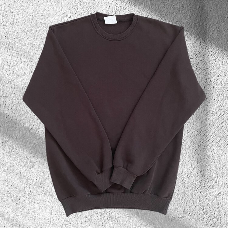 Kahverengi Basic 3 İplik Şardonlu Eşofman Üstü – Unisex & %100 Pamuk