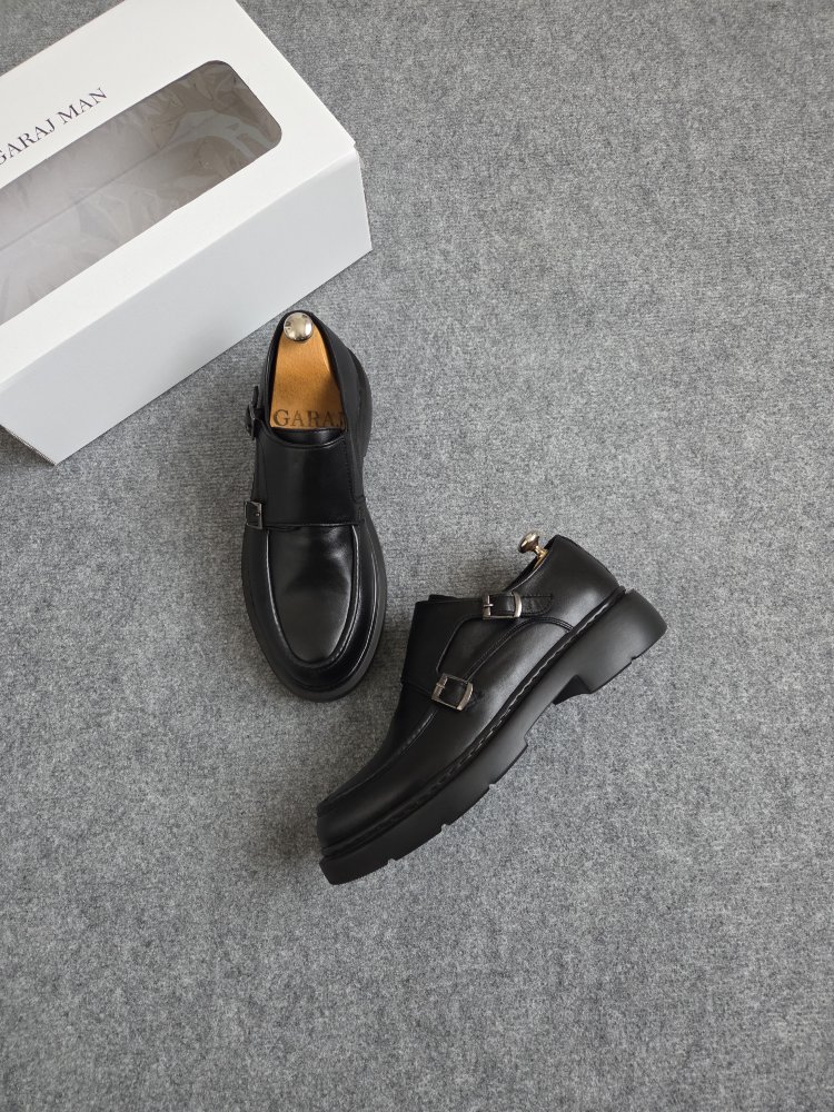 yeni siyah çift toka - hakiki deri loafer