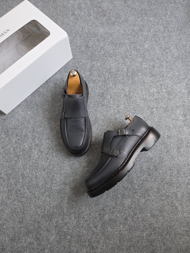yeni gri çift toka - hakiki deri loafer