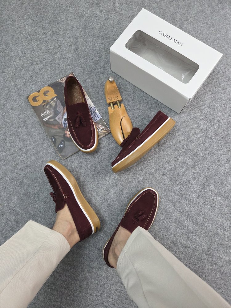 Alaçatı Bordo - hakiki süet deri loafer