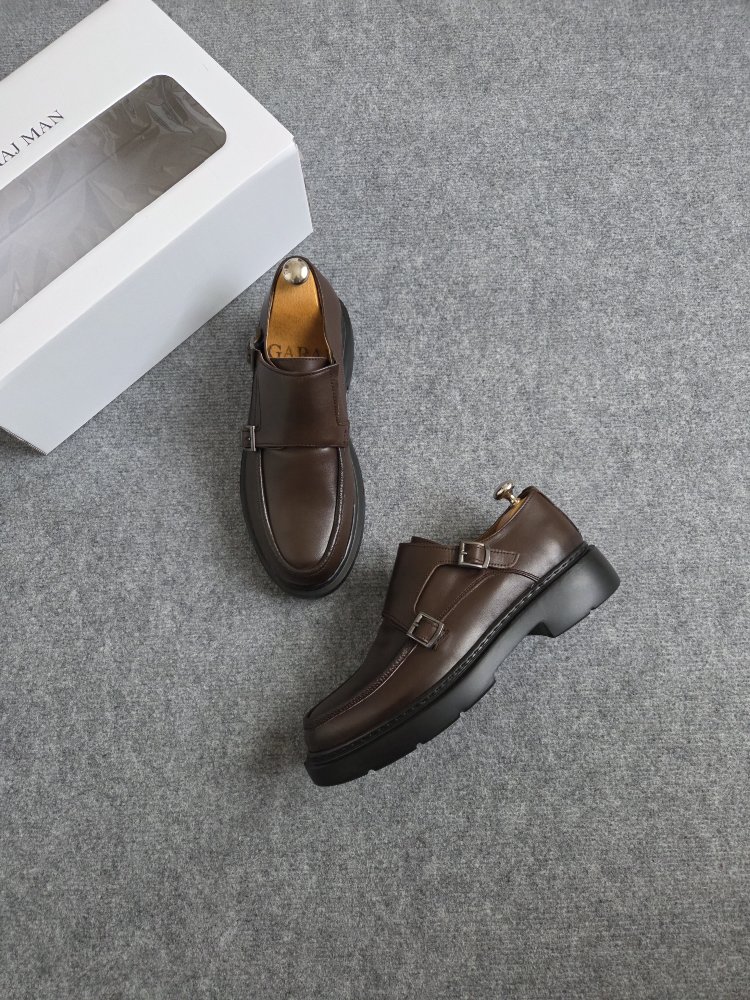 yeni kahve çift toka - hakiki deri loafer