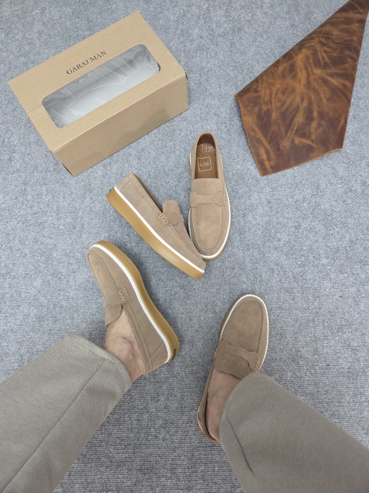 Bodrum Bej - hakiki deri  comfort loafer