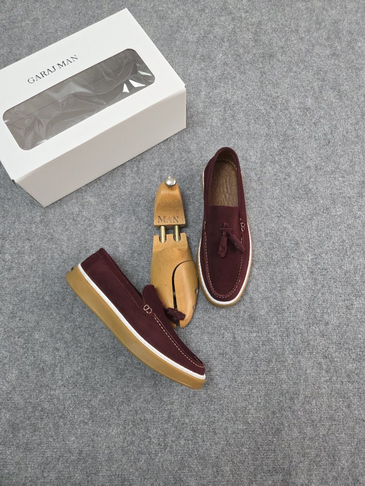 Alaçatı Bordo - hakiki süet deri loafer