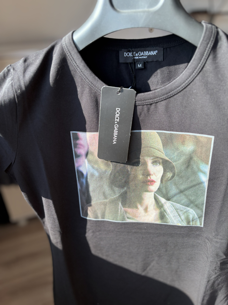 D&G Siyah Bisiklet Yaka Baskılı Tişört - Stokta 1 Adet, Beden: M