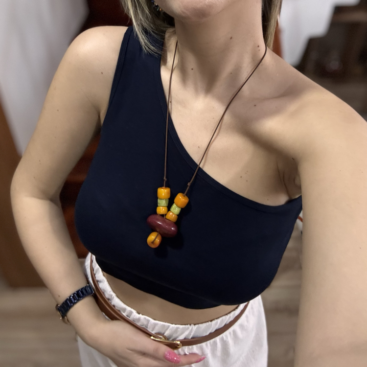 Lacivert Tek Omuzlu Crop Top