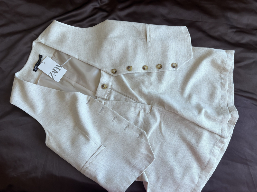 Zara&Bej Keten Yelek Şort Premium Takım (Kargo Bedava)