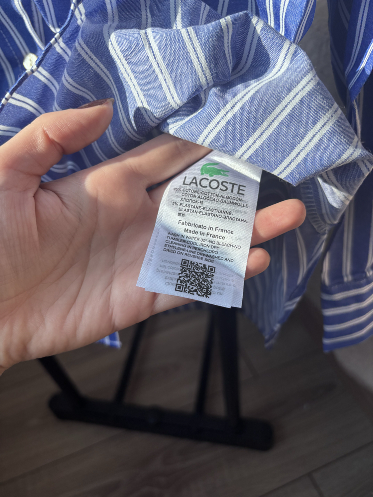Lacoste & Mavi Beyaz Çizgili Oversize Gömlek