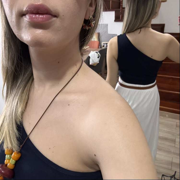 Lacivert Tek Omuzlu Crop Top