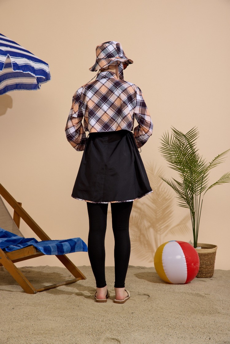 Kadın Tesettür Mayo 4'lü Set Yarım Kapama Fermuarlı.