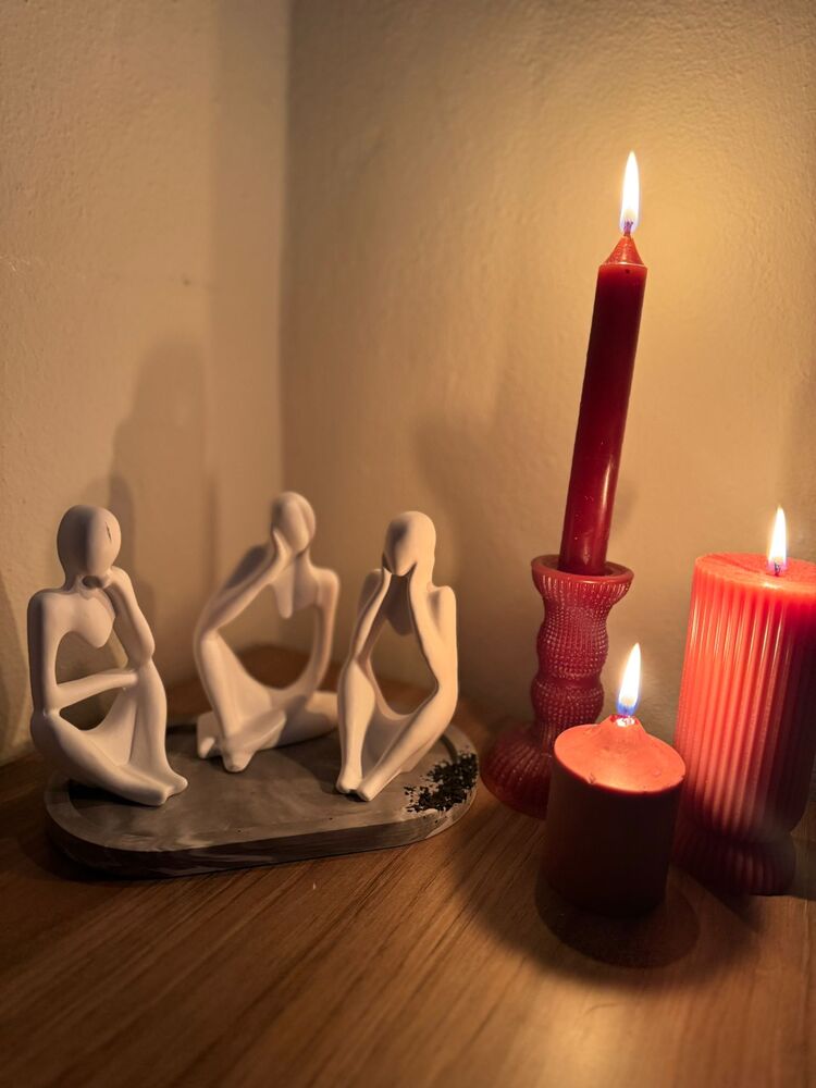 3'lü Düşünen Biblo ve Tepsi Set