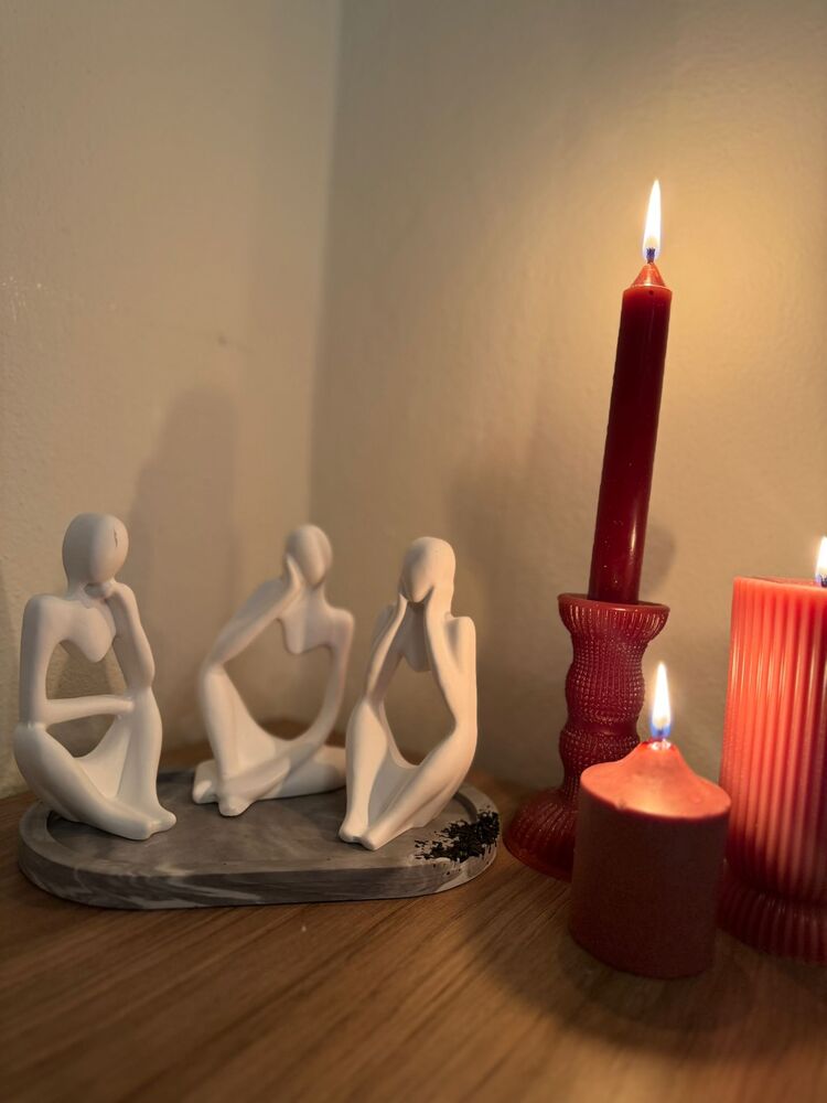 3'lü Düşünen Biblo ve Tepsi Set