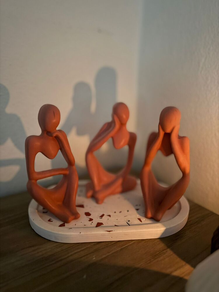 3'lü Düşünen Biblo ve Tepsi Set