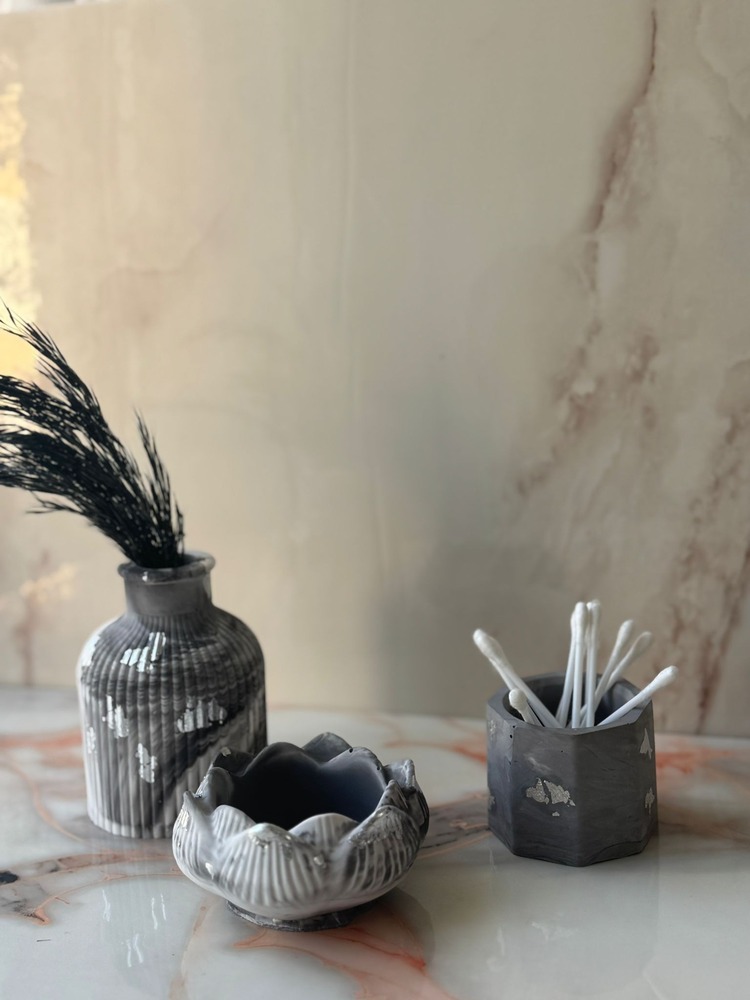 Gri Gümüş Yaldız 3'lü Set
