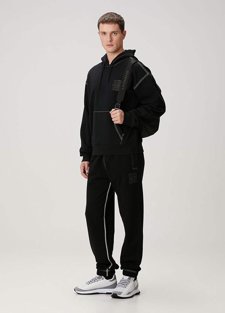 Givench Siyah Logo Detaylı Hoodie Eşofman Takımı
