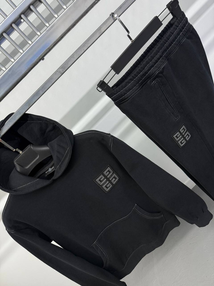 Givench Siyah Logo Detaylı Hoodie Eşofman Takımı