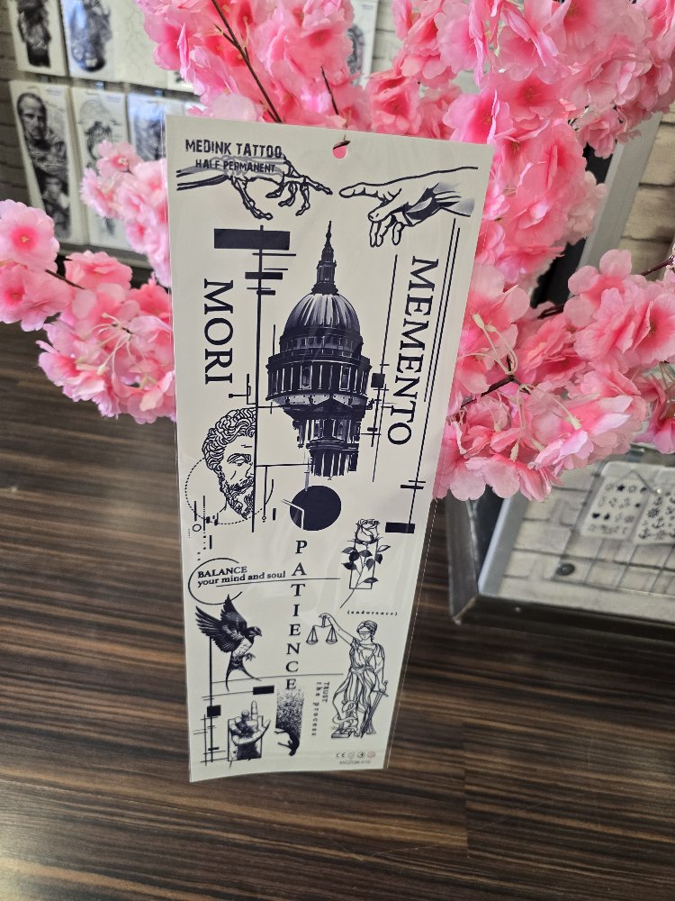 sonradan renk alan Memento Mori  Zeus kuş desen kol kaplama dövme