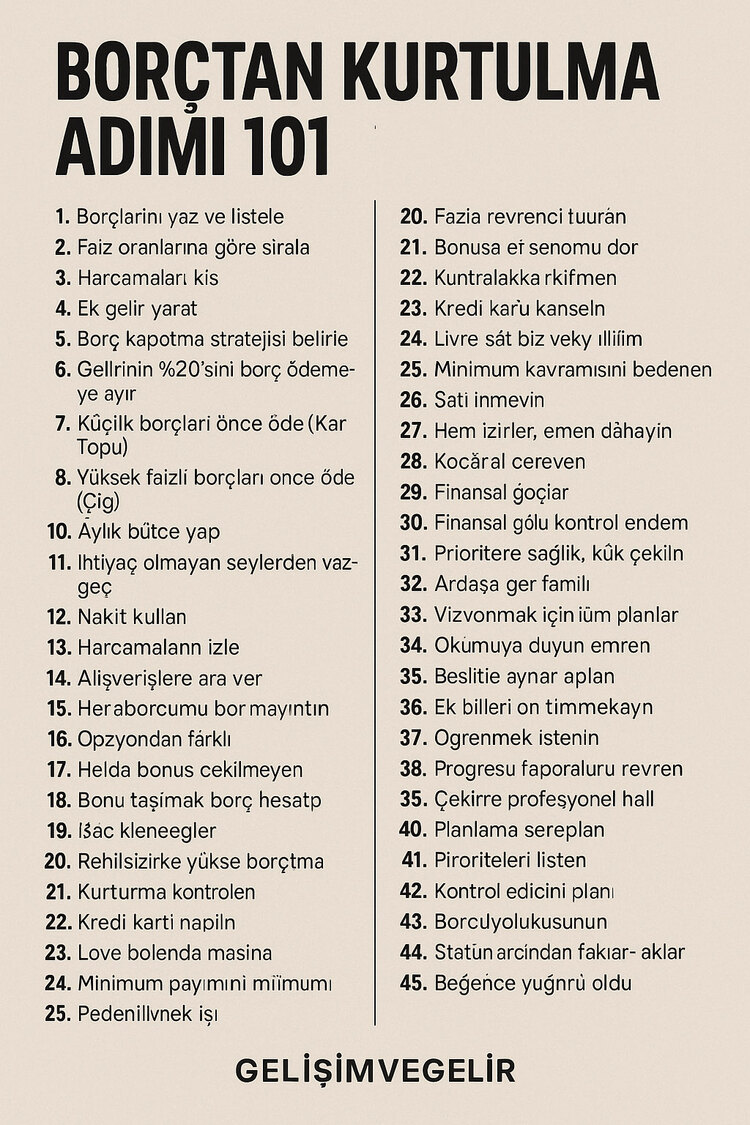 BORÇTAN KURTULMA ADIMI 101