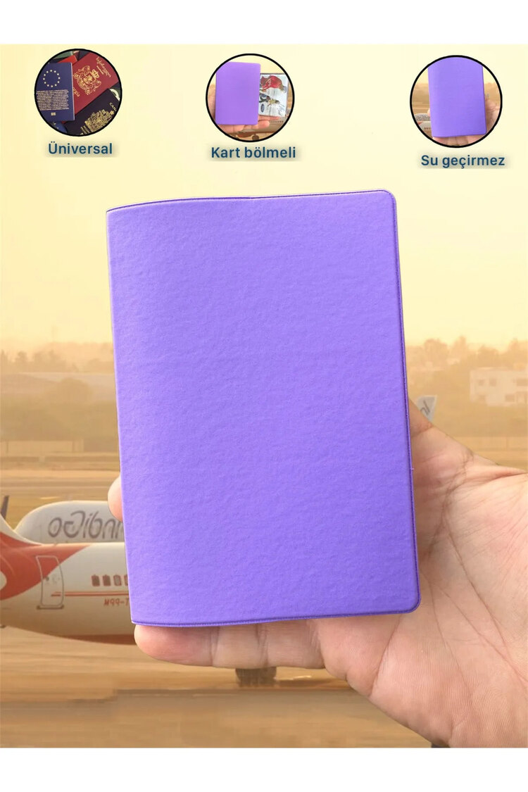 2 Adet Siyah Ve Mor Çift Pasaport Kabı Vinleks Deri Pasaportluk Ekstra Cepli Üniversal Yeni Tip
