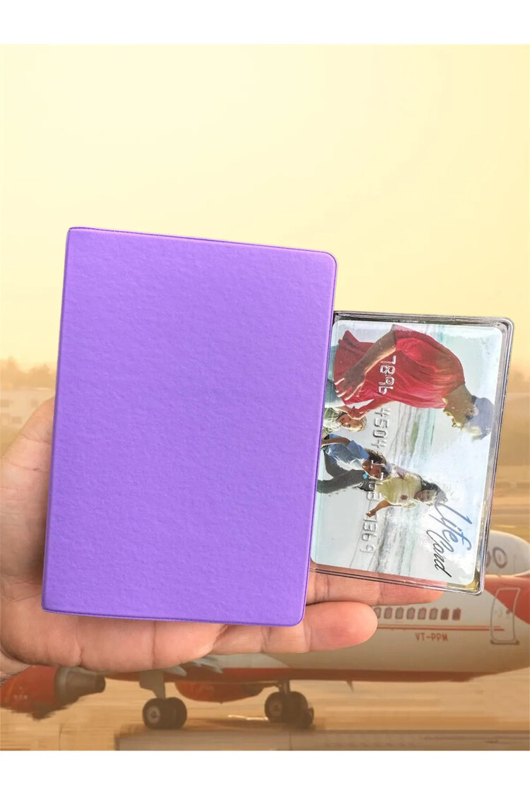 2 Adet Siyah Ve Mor Çift Pasaport Kabı Vinleks Deri Pasaportluk Ekstra Cepli Üniversal Yeni Tip