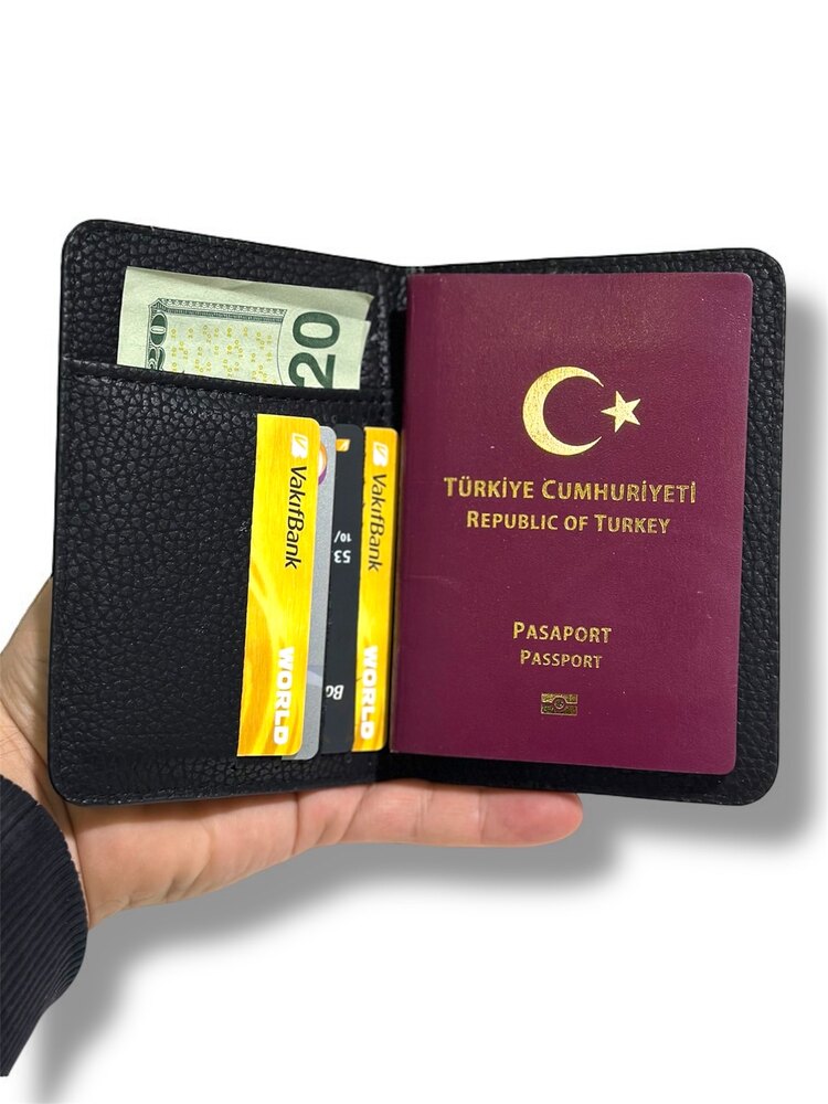 Lüks Vegan deri pasaport kabı