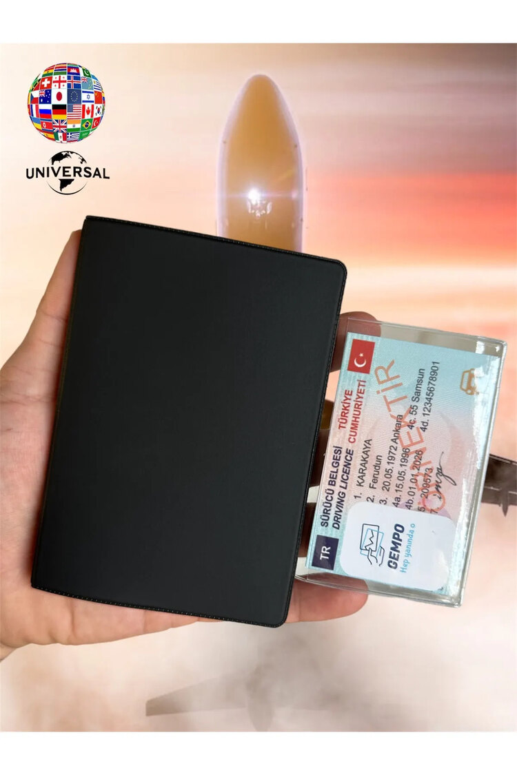 2 Adet Siyah Ve Mor Çift Pasaport Kabı Vinleks Deri Pasaportluk Ekstra Cepli Üniversal Yeni Tip