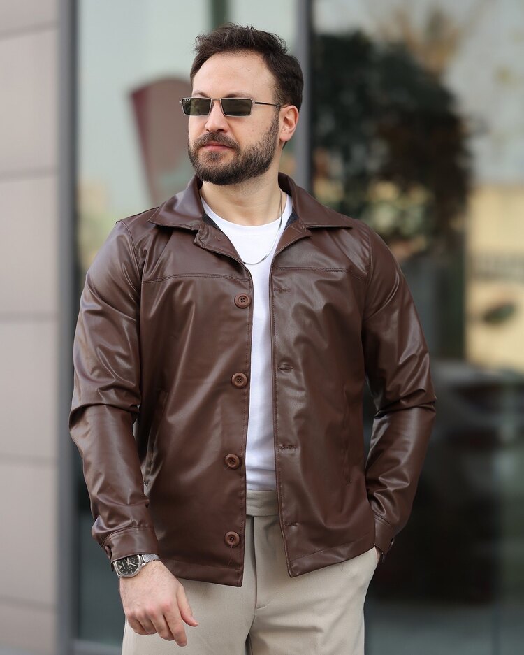Basic Düğmeli Deri Ceket