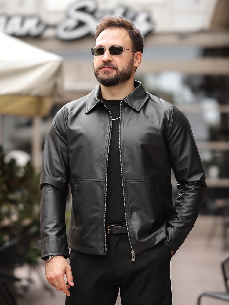 Basic Fermuarlı Deri Ceket