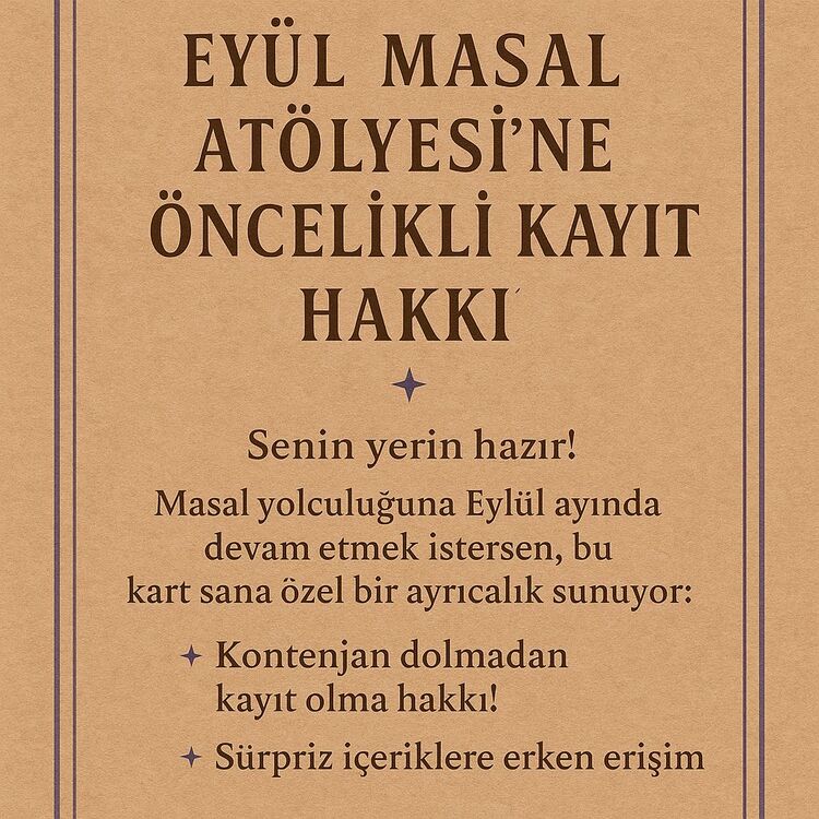 Eylül Ayı online Masal Atölyesi Ön Kayıt