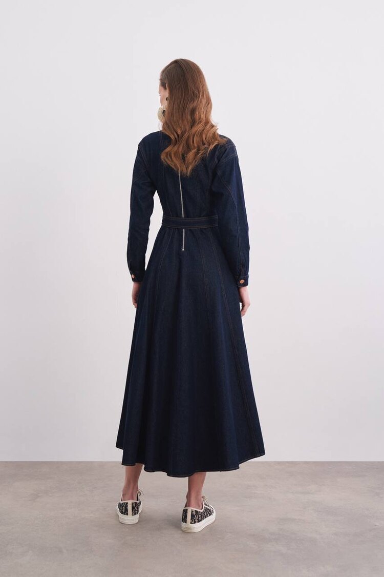Denim Elbise (koyu mavi) ön sipariş