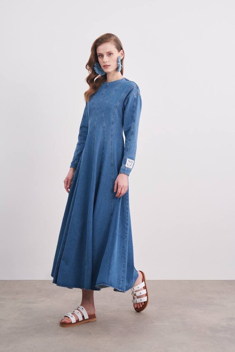 Denim elbise ( mavi)