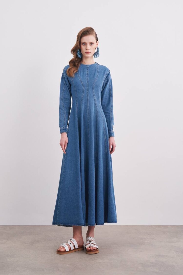 Denim elbise ( mavi)