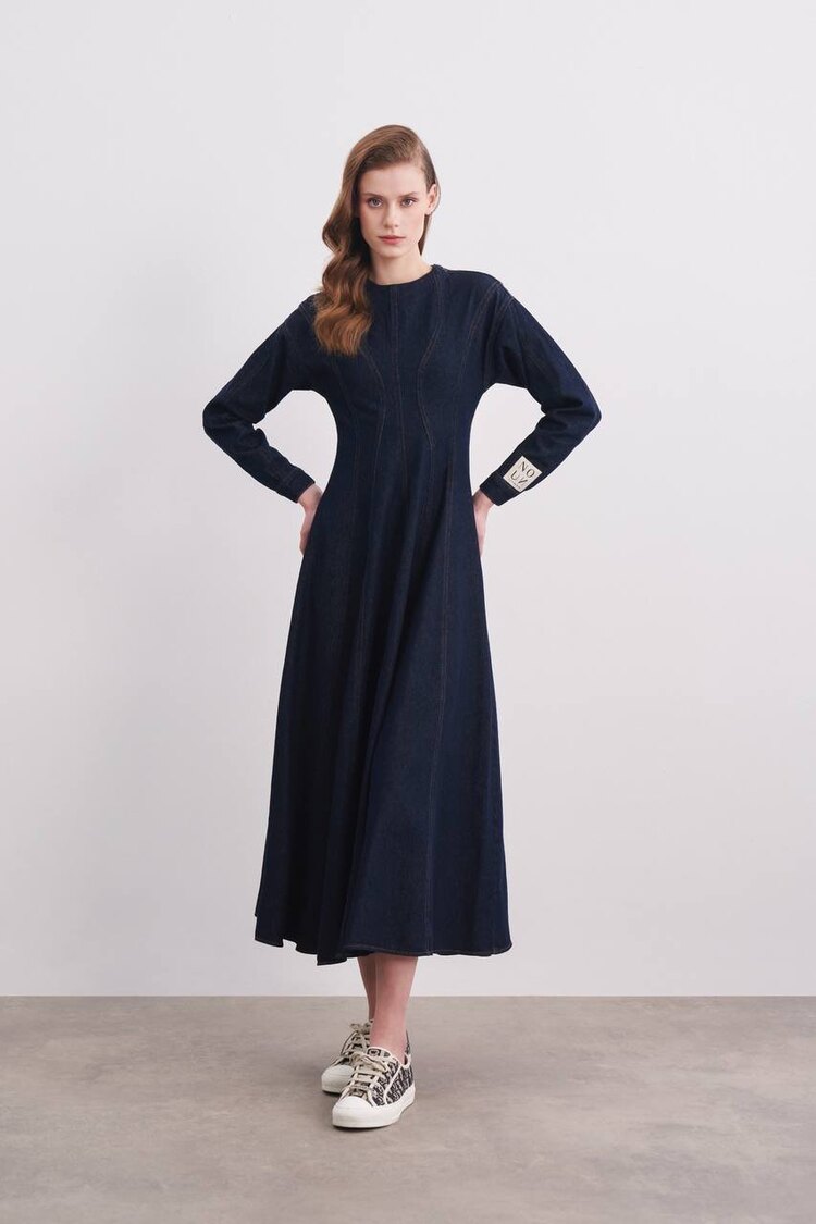 Denim Elbise (koyu mavi) ön sipariş