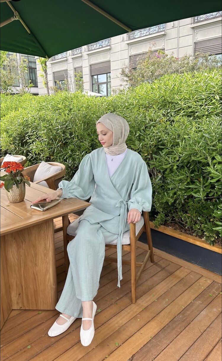 Müslin kumaş ikili takım( mint yeşili)
