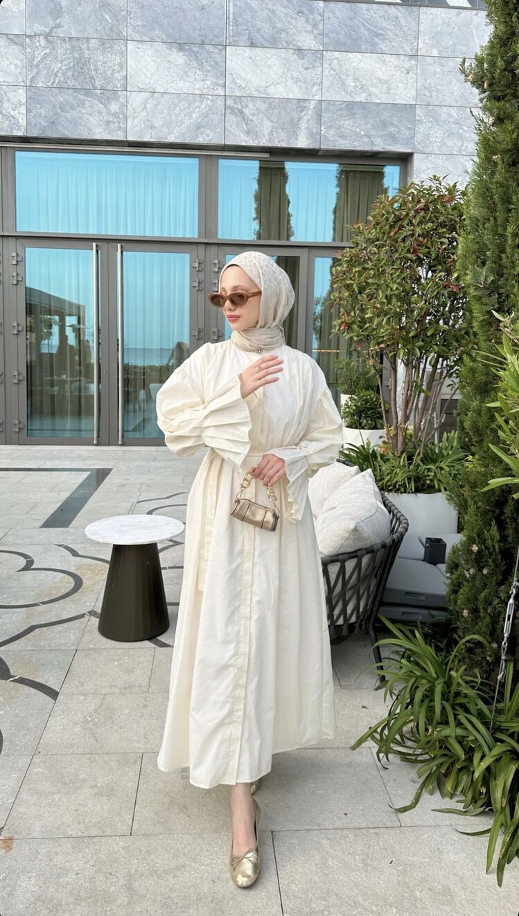 Roza Dress elbise Krem