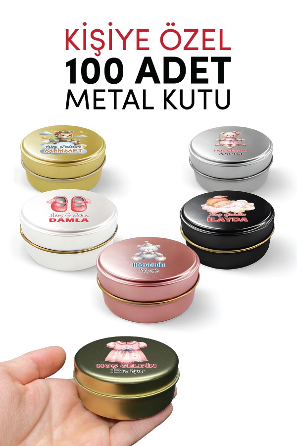 Kişiye Özel Yenidoğan Hoşgeldin Bebek Metal Kutu Seti | Kız & Erkek Modeller