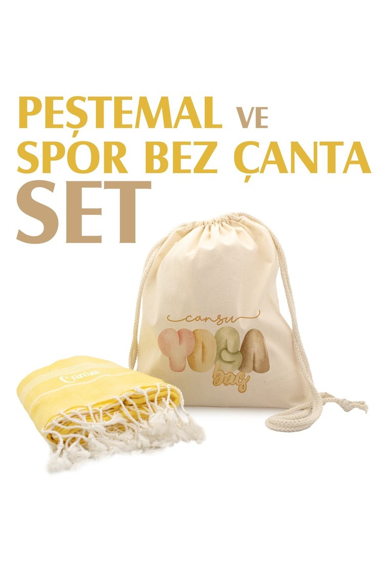 Kişiye Özel Pamuk Peştamal ve Spor Çanta Seti , Özelleştirilebilir Spor Çanta Seti