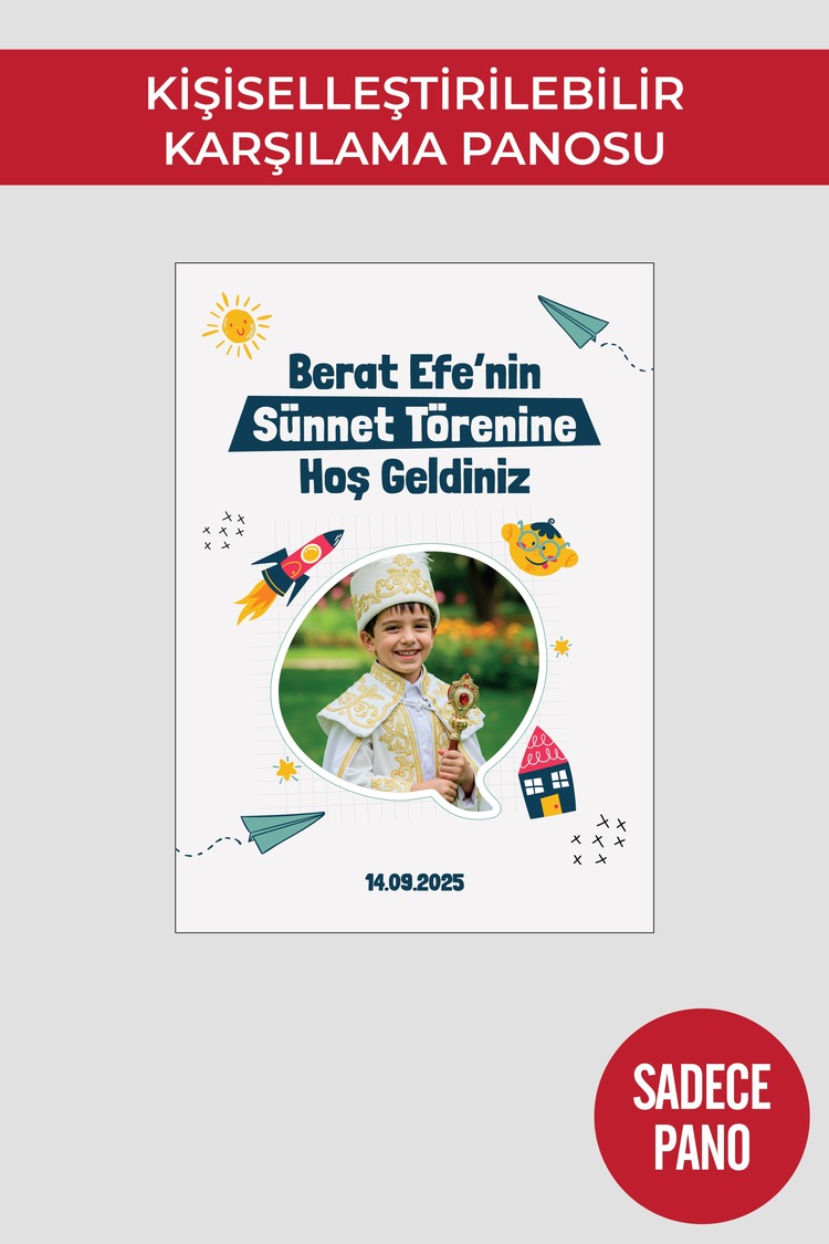Sünnet Düğünü Karşılama Panosu , Kişiye Özel Tasarlabilir Model ve Stand Seçenekli