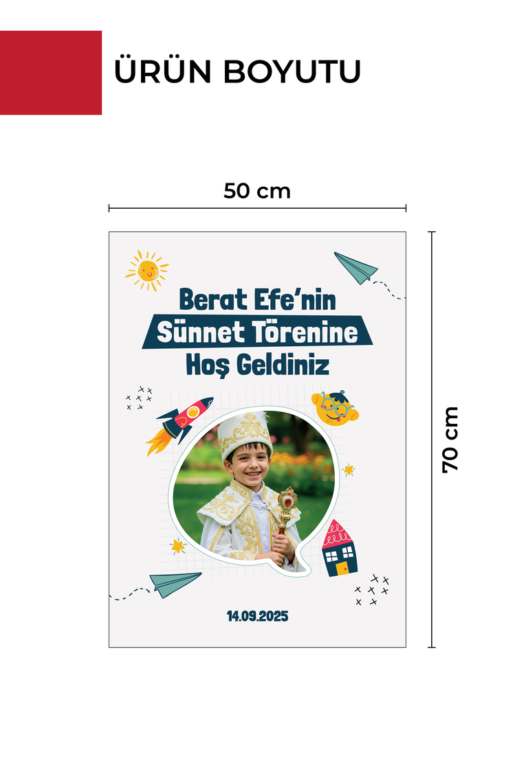 Sünnet Düğünü Karşılama Panosu , Kişiye Özel Tasarlabilir Model ve Stand Seçenekli