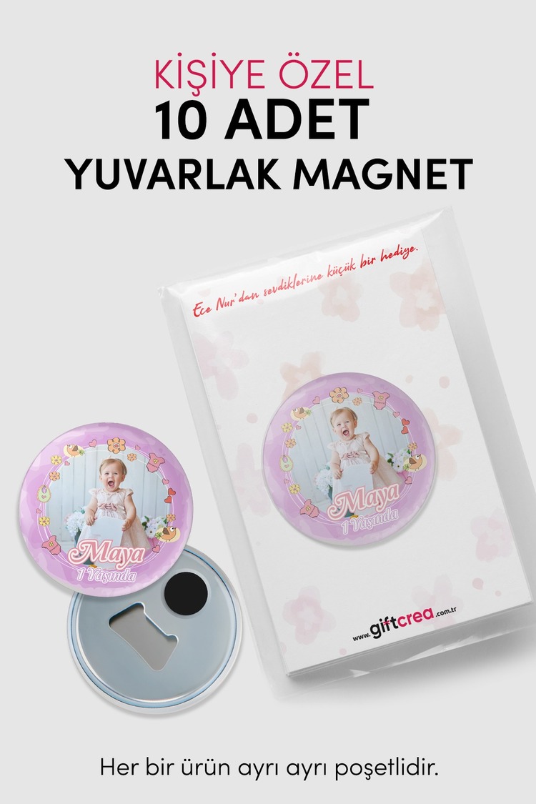 Yeni Doğan Bebek İçin Hoş Geldin Magnet – Yuvarlak Açacaklı Fotoğraf Baskılı